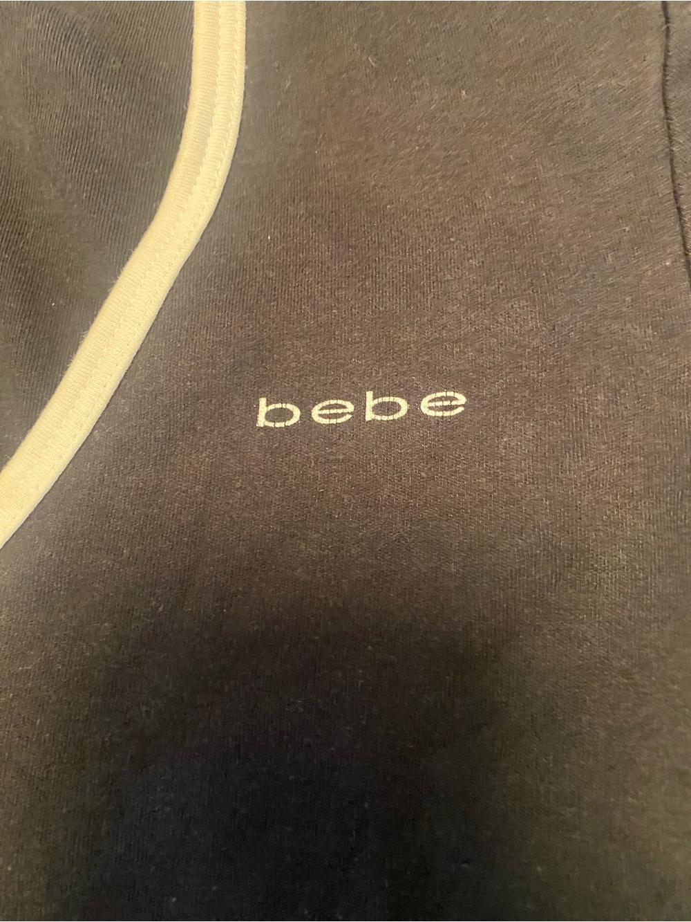 bebe Men's Black Crewneck Sweater with Cream Trim